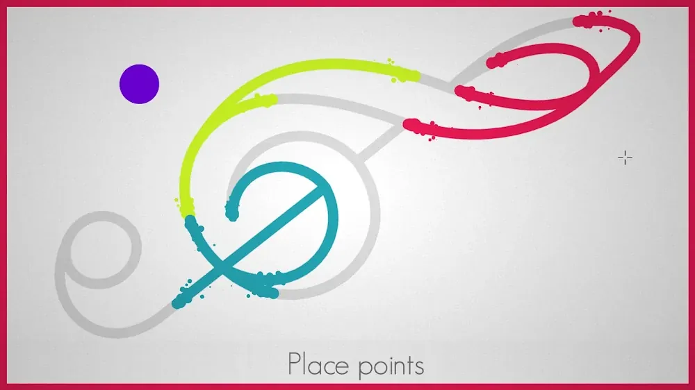 Punto viola posato su un intreccio di linee colorate nel rompicapo Lines