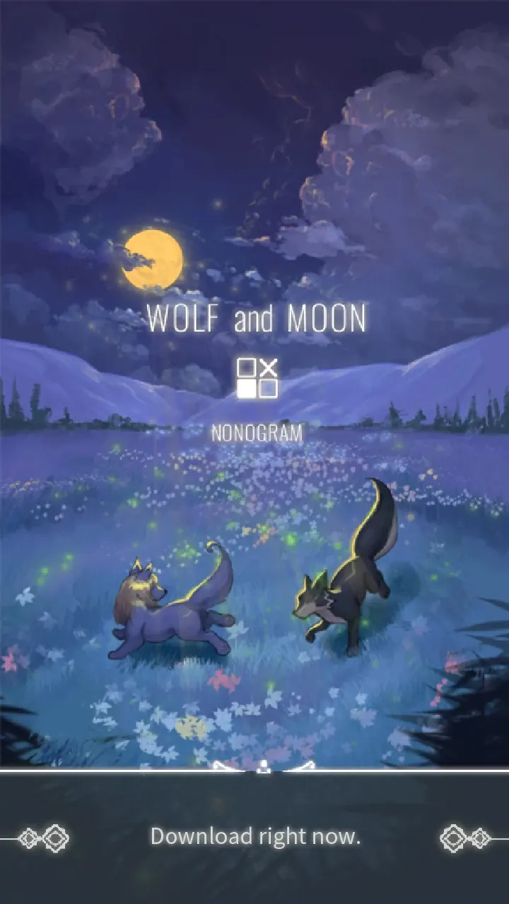 Schermata notturna di Wolf And Moon : Nonogram con un lupo sotto la luna